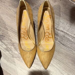 Sam Edelman Gold Lace Heels